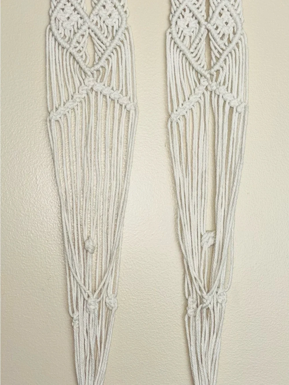 Handmade Macrame Wall Hanging Plant Holder in Natural Cream